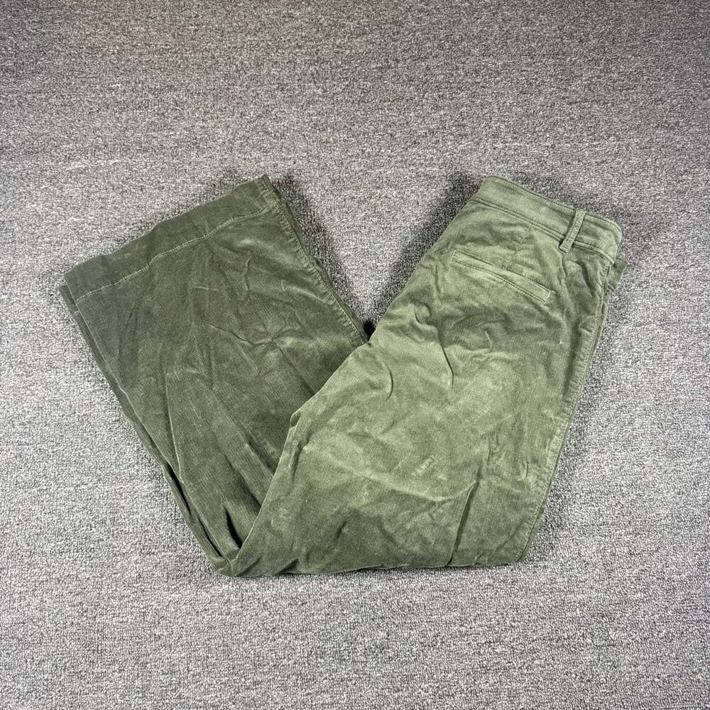 Loft The Palmer Wide Leg Size 12 Green Corduroy Pants